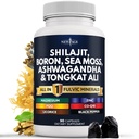 NEW AGE Shilajit Supplement with Sea Moss, Ashwagandha, Tongkat Ali, Boron, Magnézium - Fulvic Acid Kapsule od Muži - 90 Count