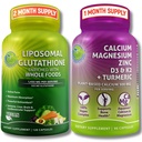 DOPLNKY ŠTÚDIO Lipozomálny glutatión 500 mg obohatený o organické celé potraviny + Rastlinné vápnik, horčík, zinok, D3 & K2 s Turmérium, Vegan, Non-GMO, Čistá denná Wellness podpora