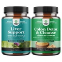 Bundle of Liver Cleanse Detox & Repair Complex a Colon Cleanser & Detox - Bylinné Pečeň podpora Doplnkové mlieko Silymarin - Lactobacillus Acidophilus Probiotic Supplement Body Cleanse