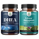 Bundle of DHEA Supplement for Women & Men - Pure DHEA 25mg for Hormone Balance - Dehydroepiandrosterone a pečeň Clean Detox & Repair - Milk Thitle Supplement for Digestion & Immune Health