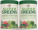 Country Farmy Super Greens Natural Flavor, 50 Organic Super Foods, USDA Organic Drink Mix, Ovocie, Zelenina, Super Greens, Huby a probiotiká, Supports Energy, 40 Servings, 10.6 Oz, 2 balenie