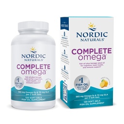 Nordic Naturals Complete Omega, Citrónová príchuť - 120 mäkkých gélov - 565 mg Omega-3 - EPA a DHA s pridanou GLA - zdravá koža, kognitívne, pozitívna nálada - non-GMO - 60 porcií