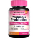 NewRhythm Ženské probiotiká, Organic Cranberry for Women's Vaginal Health, 50 miliárd CFU 18 Kmene, Probiotiká a prebiotiká, Podpora Tráviace zdravie, 60 Vegan Kapsule