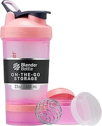BlenderBottle Shaker fľaša s pilulkou Organizátor a skladovanie pre proteínový prášok, Classic V2 ProStak System, 22-Ounce, ružová