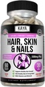 Kaya Naturals Hair Skin Nail Kapsule BIOTIN Vitamín D Vitamín B-12 A Podpora kyseliny listovej, Podpora vlasov Vitamín Supplement
