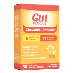 Chewable Probiotic for Men & Women, Slows Down Digestive Aging, Boosts Immune System, Non- GMO, Gluten Free & Soy Free, 5 miliárd CFU, 30 žuvacie tablety, Orange Flavor