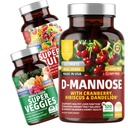 Číslo One Nutrition N1N Premium D-Mannose with Cranberry & Hibiscus [1350mg], 120 Capsules, and Super Fruits & Veggies Celo Jedlo Supplement, 180 Kapsule, 2 Pack Bundle