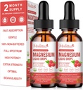 Magnesium Glycinate Liquid Drop - Triple Absorption Supplement to Support Nerves, Sleep, Calm, Heart, Muscles * -Sugar-Free with Potassium, L-Theanine, Sea Moss, Vitamin B,C,D3, K2-2Pack
