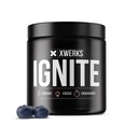Xwerks Ignite Blue Razz Pre Cvičenie Powder, Natural Keto Pre Cvičenie pre ženy a mužov s výbušnou energiou, Gluten Free Blend pre vytrvalosť a vytrvalosť, 150mg kofeín, 30 Servisov