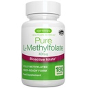 Igennus Pure Methyl Folate 400 mcg, 180 tabliet, Čistá etiketa, Metylovaná forma kyseliny listovej 5- MTHF (vitamín B9), Vegan, Vhodné pre tehotenstvo, One-a-Day, 6 mesiacov dodávky