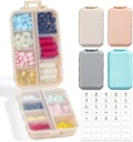 4 balenia, 14 GRIDS Travel Pill Organizátor box s labels - Travel Medicine prípad Kit - Pocket Daily Pharmacy Container - Travel Medical Holder Dispenser for Fish Oil Vitamín Supplement Storage