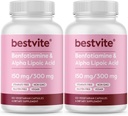 Benfotiamín 150 mg / Kyselina alfa Lipoová 300 mg (240 Vegetariánov kapsuly) (120x2) - Žiadne stearáty - Vegan - Gluten Free - Non GMO