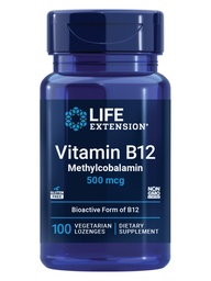 Predĺženie života Vitamín B12 Metylkobalamín 500mcg - Vitamín B12 Doplnok pre všeobecnú energiu a zdravie mozgu - Bezcukrové vegetariánske Lozengy Rozpustite v ústach - Raz denne - 100 Počet
