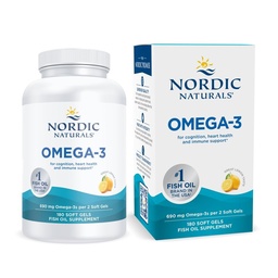 Nordic Naturals Omega-3, Citrónová príchuť - 180 mäkkých gélov - 690 mg Omega-3 - Rybí olej - EPA & DHA - Imunitná podpora, zdravie mozgu a srdca, Optimálna Wellness - non-GMO - 90 Servisov
