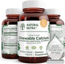 Natural Nutra Chewable Calcium Supplement for Bone Strength, podporuje svalové zdravie, pomáha zvýšiť zdravie zubov, podpora Nerve zdravie, a kardiovaskulárne zdravie, zlepšenie kostnej sily, 60 tabliet