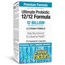Prírodné faktory Ultimate Probiotic 12/12 Formula - Tráviace Zdravie Podpora Doplnkové s probiotikami - Imunita & Gut Zdravotná podpora Doplnkové - 120 Vegetariánske kapsule (120 Serviv)