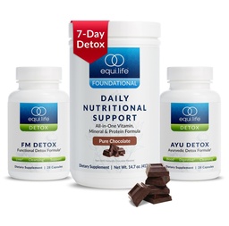 Equilife Dr. Cabral Detox, 7-dňový program s rastlinnými proteínmi, vitamínmi, aminokyselinami a minerálmi na podporu plnej telesnej rovnováhy, prášok na výmenu jedla, Vegan, bez lepku, čokoláda, 14 porcií