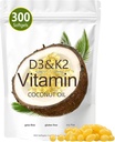 Vitamín D3 K2 Softgel, D3 K2 Vitamín 10000 IU, 10000 IU VIT D3 + 200 MCG Vitamín K2, bez GMO, lepidla, sóje, kostného zdravia, podporuje absorpciu vápnika, 300 gélov