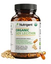 USDA Organic Soy Lecithin Supplement 800 mg, High Absorbtion Liquid Organic Capsules, Choline Lecithin Supplement for Brain & Liver Health Support, Non-GMO, Gluten Free, 60 Count