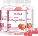 Multi kolagén Protein Glow Beauty Collagen Gummies, Ženská anti-Aging podpora s glutatiónom, Biotin a multivitamíny, podporuje zdravie kože a vlasov, Jahodová, 180 Gummies (90 dní)