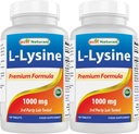 Najlepšie prírodné L-lyzín 1000 mg 180 tabliet (180 Počet (Pack of 1)) (2 fľaše)