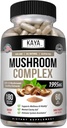 Kaya Naturals Premium Mushroom Complex Potent - Mushroom Supplement - Mushroom Complex Kapsule 1995mg Per Serving - Aids Mental Clarity Supports Immune System, Wellness & Vitality - 180 Count