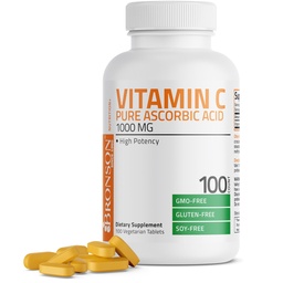Bronson Vitamín C 1000mg Premium Non-GMO Tablety kyseliny askorbovej, 100 Počet
