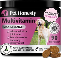 Pes Multivitamín Max. sila - 15 v 1 Vitamíny pre zdravie a srdce - Essentials Rybí olej, Glukozamín, Probiotiká, Omega Rybí olej - Multivitamíny Doplnky pre kožu a pokožku