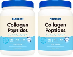Nutricost Pure Collagen Hydrolysate (Bovine) prášok (2 balenia) - Grass Fed Bovine Collagen, 1LB na fľašu