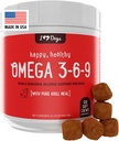 iHeartDogs Omega 3-6-9 pre psy - Skin and Coat Fish Oil Supplement pre psy s čistým antarktickým vrtným olejom - alergia a svrbenie Úľava na koži Chews, 120 gróf