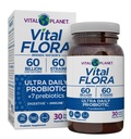 Vital Planet - Vital Flora Ultra Daily Probiotic 60 miliárd CFU, Diverse Kmene, Organické Prebiotiká, Imunitná podpora, Bloating Relief, Tráviace zdravotné probiotiká pre ženy a mužov 30 Kapsule