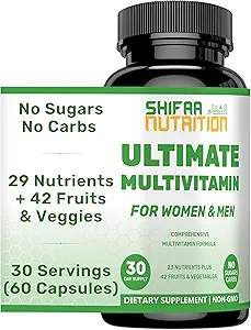 SIFAA NUTRItion Halal Multivitamíny pre ženy, mužov a dospelých, 30 Slúžiace železo, vitamín A, B6, B12, biotín, niacín, C, D3, E, zinok, vápnik, kyselina listová, CoQ10 