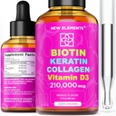 Tekutý biotín keratín Kolagén Peptidy a vitamín D3 pre rast vlasov MCT olej kvapky 210 000mcg 