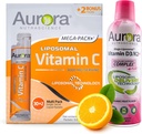 Aurora Nutrascience Mega Lipozomálne vitamín C 32 balenie + vitamín D3/K2 fľaša vundle - doplnok pre imunitnú podporu a kognitívne zdravie - 32 podáva každý