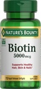 Prírodné Bounty Biotin, podporuje metabolizmus pre celulárne energie a zdravé vlasy, koža, a nechty, 5000 mcg, 72 Softgels