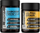 ONNIT Premium Alpha Brain Bundle - Nootropic Brain Supplement (30 gróf) pre zaostrenie, koncentrácia a pamäť + šroom Tech Šport pre cvičenie, energie a kardiovaskulárny výkon (84 gróf)