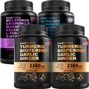 MEDCHOICE Turmeric & Ginger (240ct), spánkový melatonín (90ct) a nootropný mozog (60ct) doplnok Bundle - Wellness Trio pre mozog, spánok, a imunitná podpora - Vegan, non-GMO, bez lepidla
