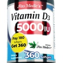 FITO MEDIC'S Lab - Vitamín d - 5000 IU - Vitamín d3-360 Softgels - Vitamín d3 5000 iu - pre Bone, Zuby, Svalové a imunitné zdravie Podpora, Ultra vysoká absorpcia, vitamín d3.
