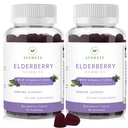 Sambucus Elderberry Gummies, Black Elderberry Gummy so zinkom a vitamínom C pre dospelých, bezcukrové deti Multivitamínové Gumies Immune Support* Supplement (2 balenie)
