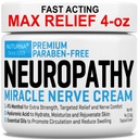 Neuropatia Nerve Relief Cream - Premium Nerve Cream 3X Akcia pre cielenú úľavu a upokojujúci Nerve Comfort - Maximálna sila so 4% Menthol Arnica MSM pre nohy nohy nohy prsty a chrbát - Veľké 4 Oz