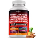 Ceylonská škorica, kurkuma, jablkový ocot, ženšen, Aloe Vera, Berberine Plus Banaba, koreň zázvoru - 60 grófov