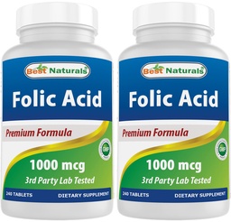 Najlepšie prírodné kyseliny listovej 1000 mcg (vitamín B9), 240 tabliet (1000 mcg (dávka 2)