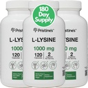 Pristinine L Lysin 1000 mg (3 balenia) Lip & Gum Zdravie Esenciálna Amino Acid Imunita podpora Doplnkové kapsule -180 Day Supply Muscle & Tissue Support - Collagen Production - Vegan Gluten Free Non GMO