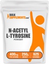 BulkSupplementments.com N-Acetyl L-Tyrosín prášok -Tyrosín doplnok, Nalt prášok, Aminokyseliny Supplement - Neochutené a bez lepidla, 400 mg na slúbenie, 250 g (8,8 oz) (Pack of 1)