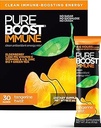 Pureboost Immune Clean Energy Booster, Osviežujúci energetický nápoj Mix a doplnok imunity s bazami, 1 200 mg vitamínu C, vitamíny A + D a zinok. (Tangerine Twist, 30 Počet)