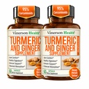 Turmeric Curcumin Supplement with Ginger Root for Joint Support, Digestive & Gut Health - Obsahuje organické Turmeric Curcumin with Black Pepper (Bioperine) for Enhanced Absorbtion - 60 Kapsule, 2 balenia