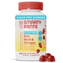 SmartyPants Detské multivitamínové guličky, bez cukru: Omega 3 (ALA), vitamín D3, C, vitamín B12, B6, A, K & Zinok pre imunitnú podporu, biotín, Erytritol bez, jahodová banana, 44 gróf (22 dní)