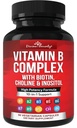 Divine Bounty Super B komplex vitamíny - všetky B vitamíny vrátane B12, B1, B2, B3, B5, B6, B7, B9, kyselina listová - vitamín B doplnok - podpora zdravé energetické metabolizmus - 90 Vegetariánske kapsule