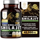 Pure Himalayan Shilajit Supplement for Men and Women, [40 000MG, Max Strength] Obsahuje 50% Fulvic Acid s viac ako 85 Stopové minerály na podporu energie, mozgu a imunity, 120 Veg Caps