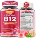 Metyl B12 Gummies 5000 mcg/10000 mcg w/L-metylfolát, B6, Lion's Mane Mushrom, CoQ10, PQQ, Magnézium Glycinát, Extra sila Lipozomálny vitamín B12 Complex pre energiu, Zaostrené, Brain & Imunity 1Pack